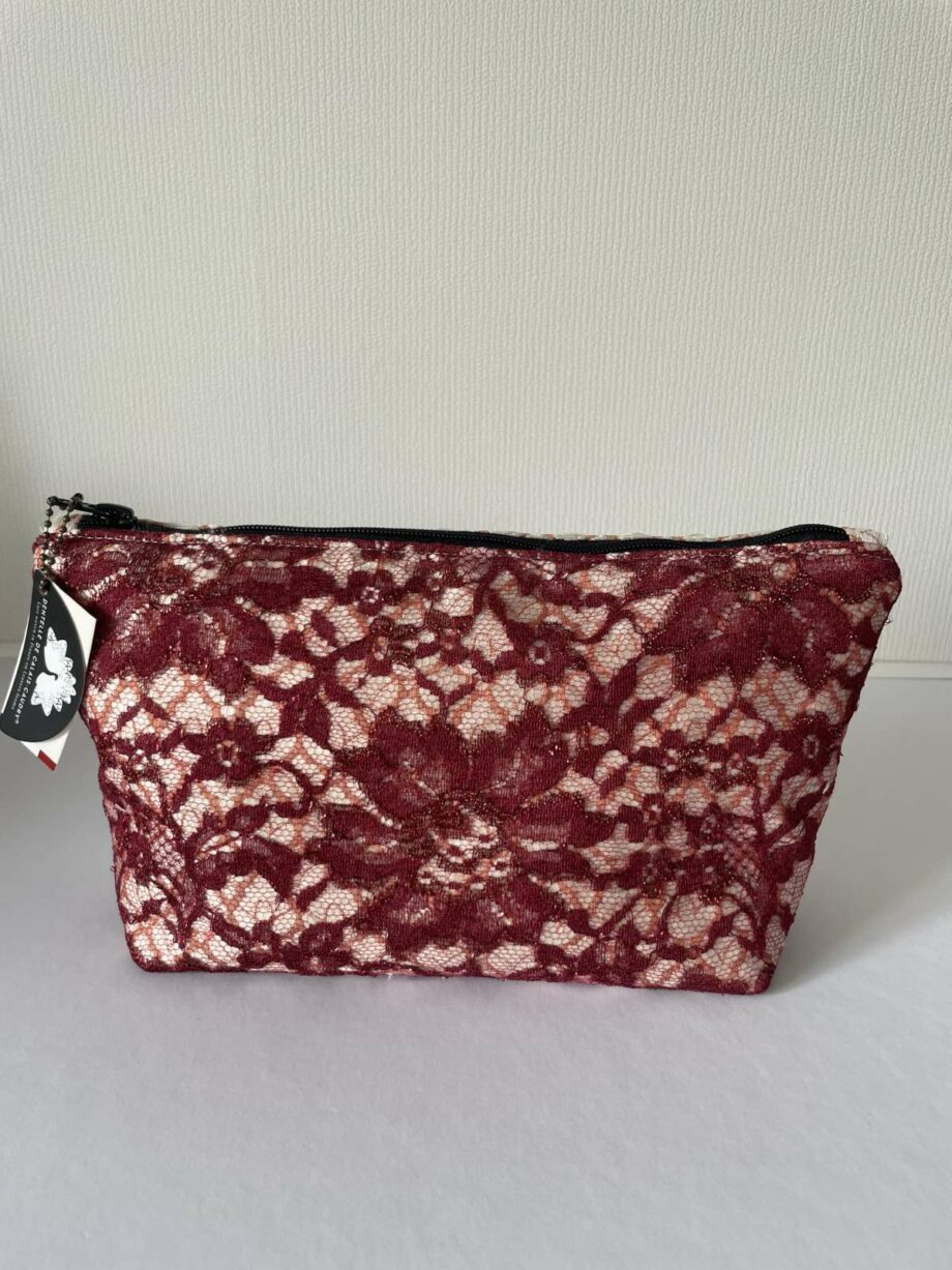 Pochette en dentelle Calais-Caudry rose/écru - Valencroix