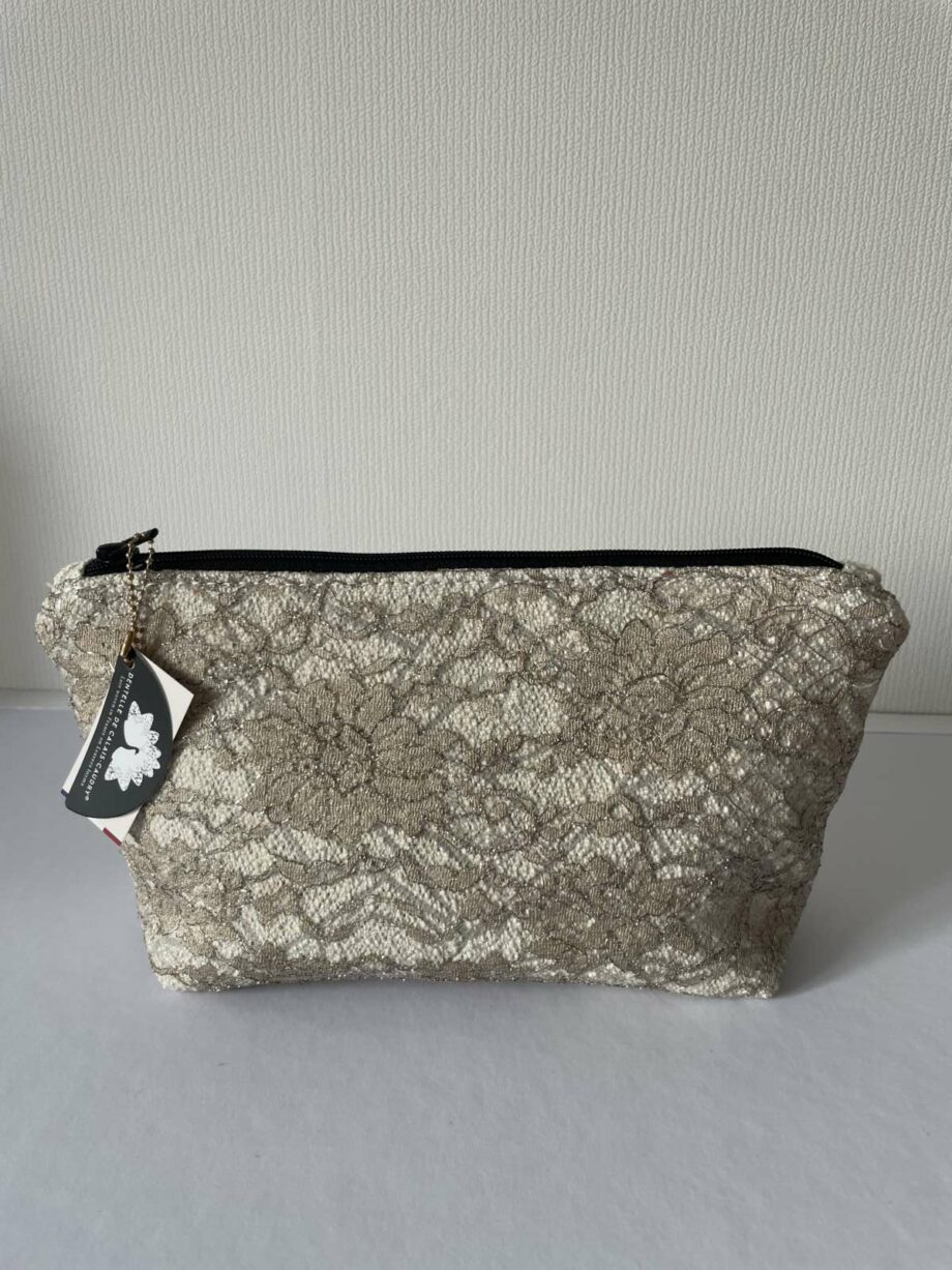 Pochette en dentelle Calais-Caudry beige/or - Valencroix